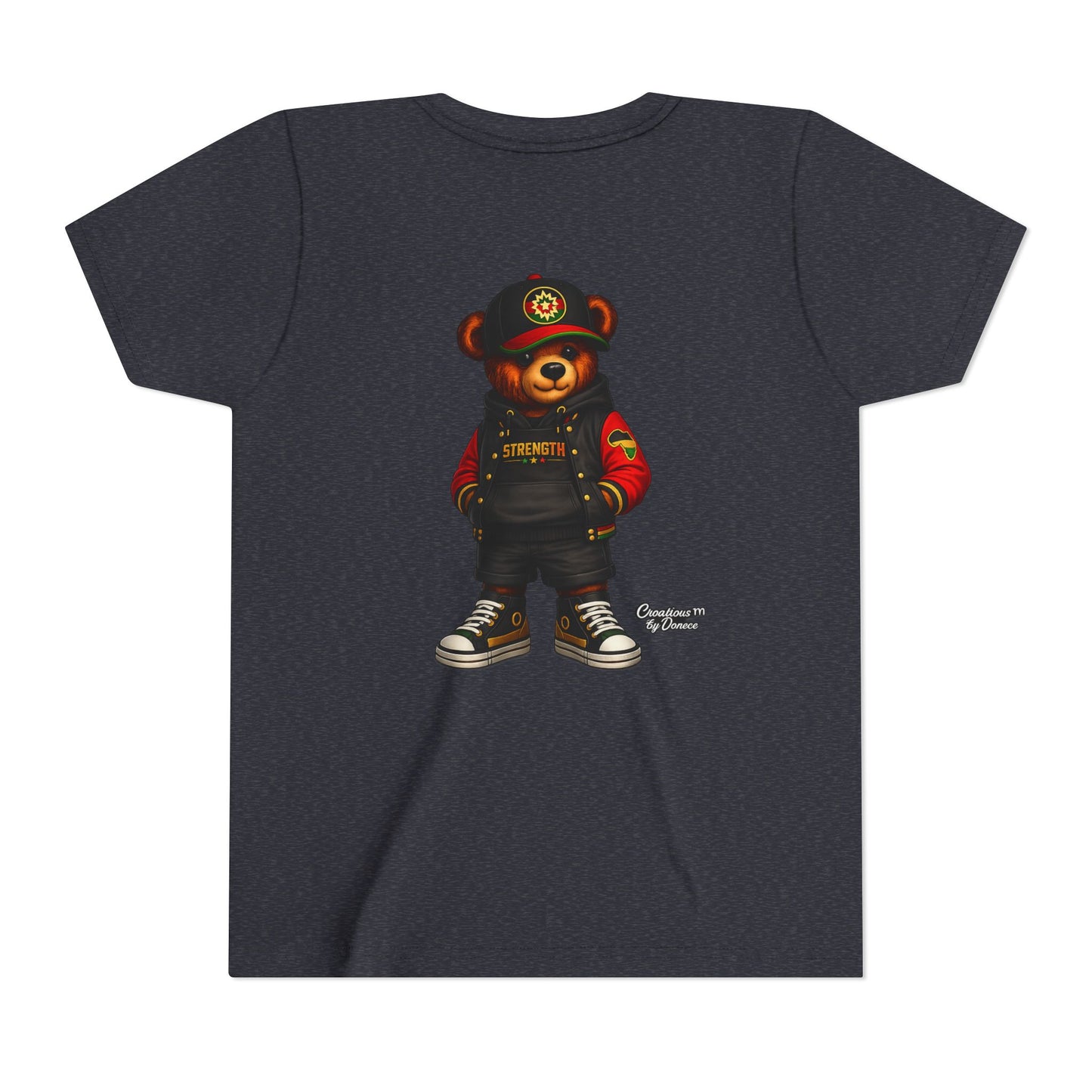 Kids Teddy Bear Streetwear Tee — 'Strength' Graphic Youth T-Shirt
