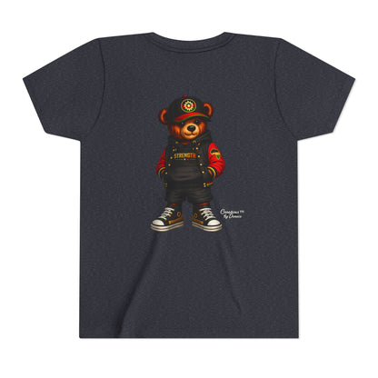 Kids Teddy Bear Streetwear Tee — 'Strength' Graphic Youth T-Shirt