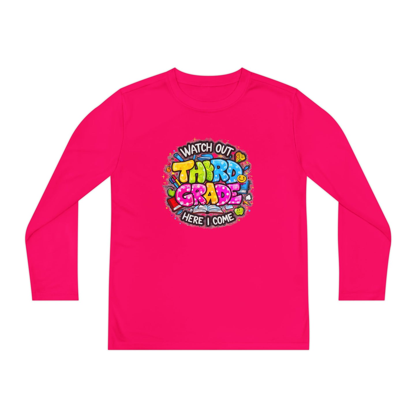Youth Long Sleeve Tee — "Watch Out Third Grade Here I Come" Back-to-School Shirt