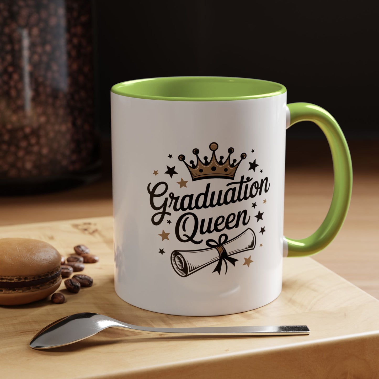 Graduation Queen Accent Coffee Mug — 11/15oz Ceramic Gift with Crown & Diploma Design