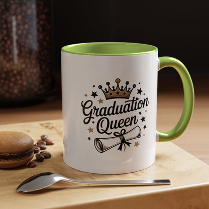 Graduation Queen Accent Coffee Mug — 11/15oz Ceramic Gift with Crown & Diploma Design