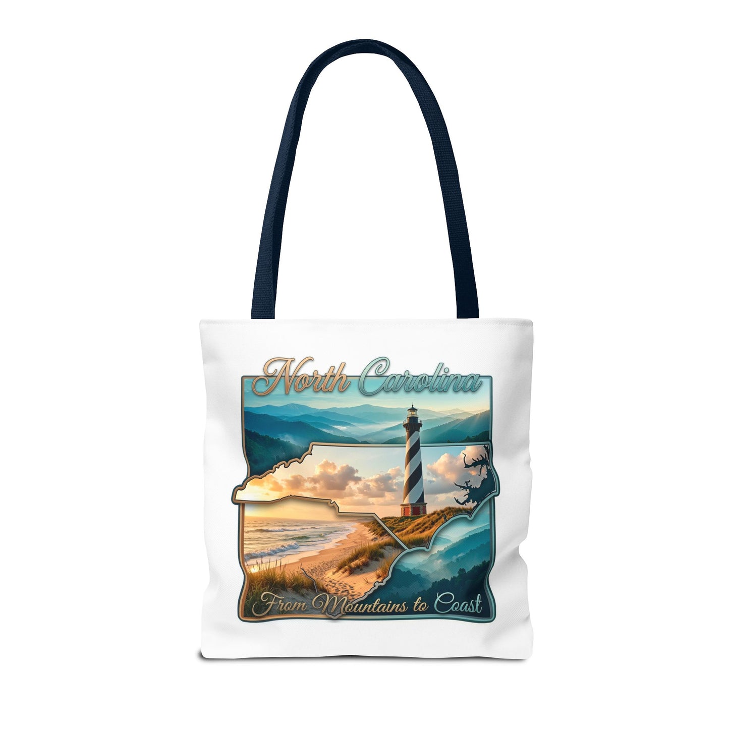 North Carolina Lighthouse Tote Bag — "From Mountains to Coast" Scenic Beach Tote