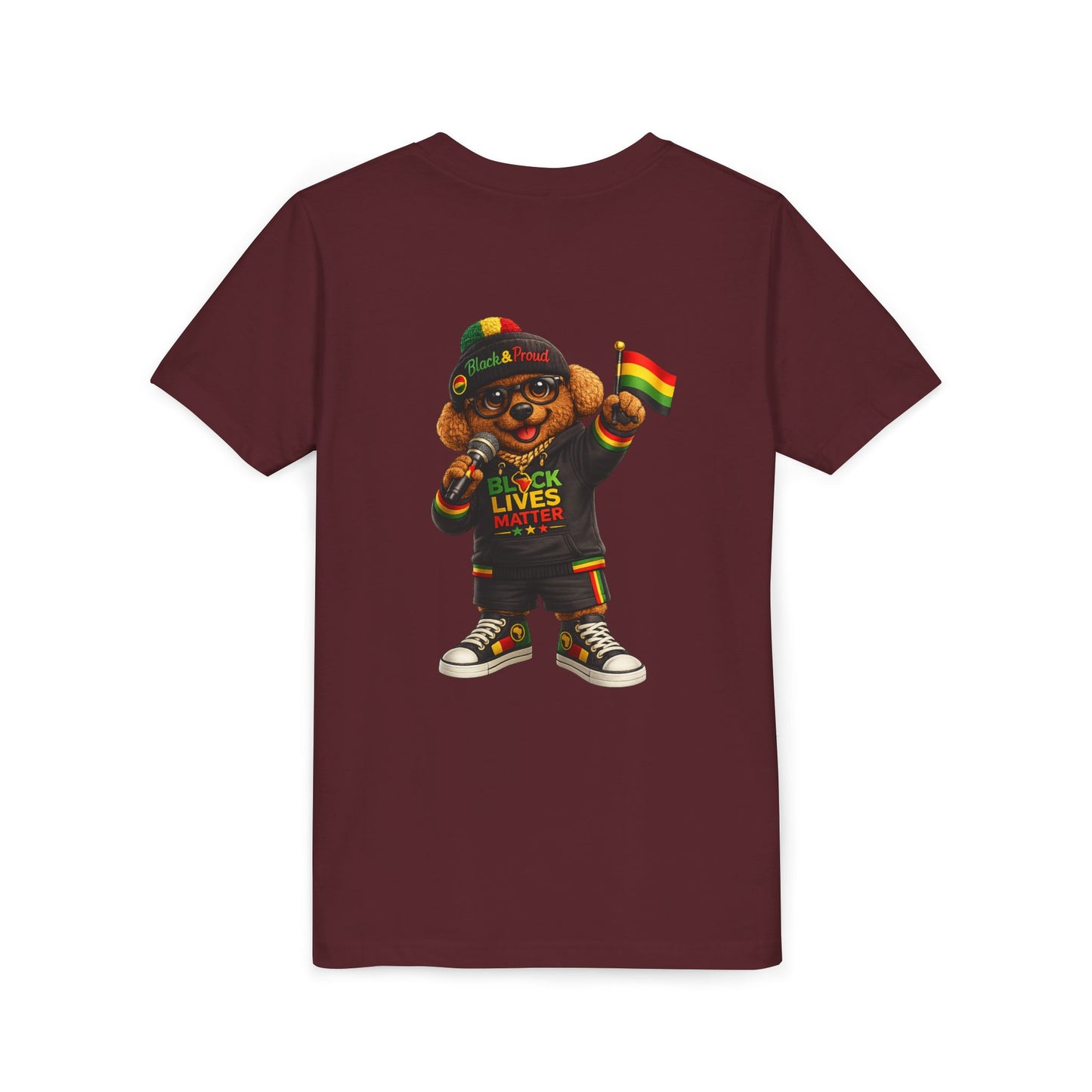 Youth Tee — Kid Bear Black Lives Matter Rasta Flag Shirt