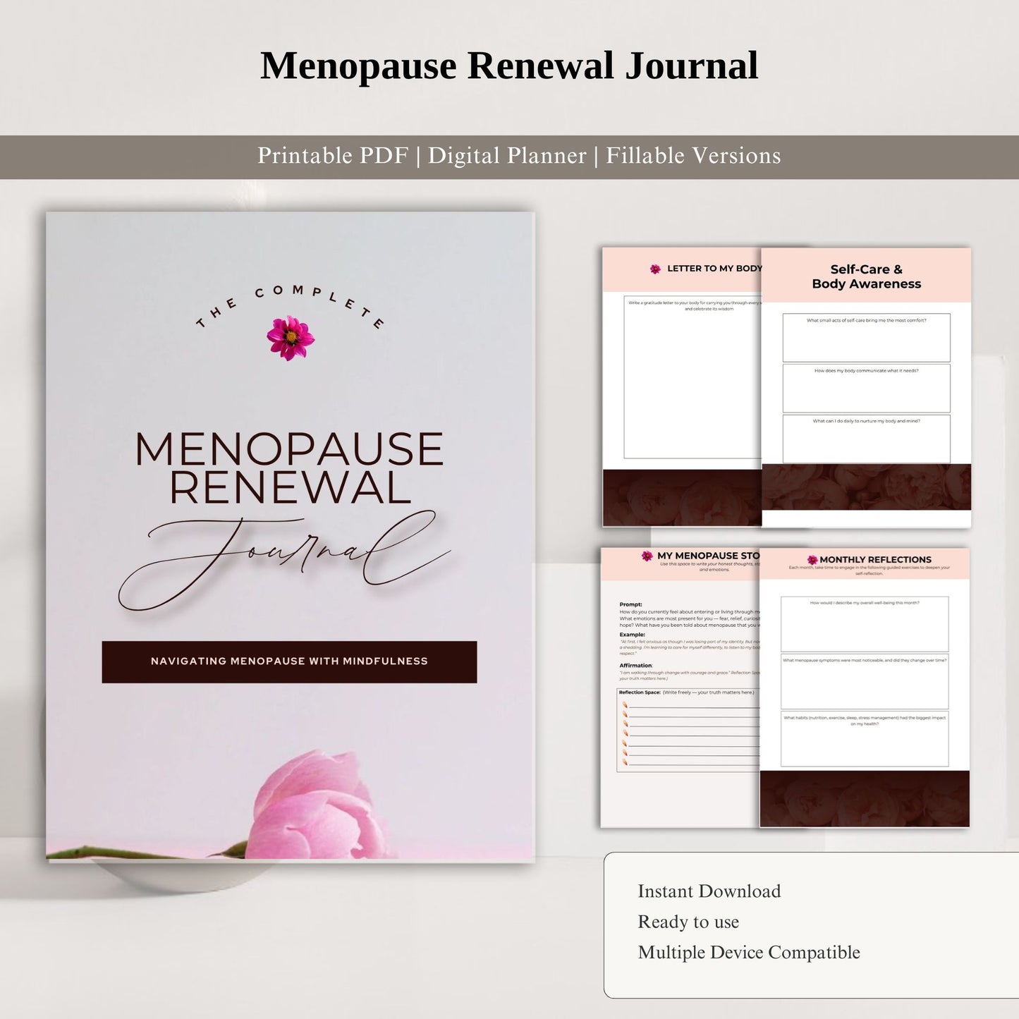 Menopause Renewal Journal Printable | Self-Care, Healing & Wellness Reflection Journal