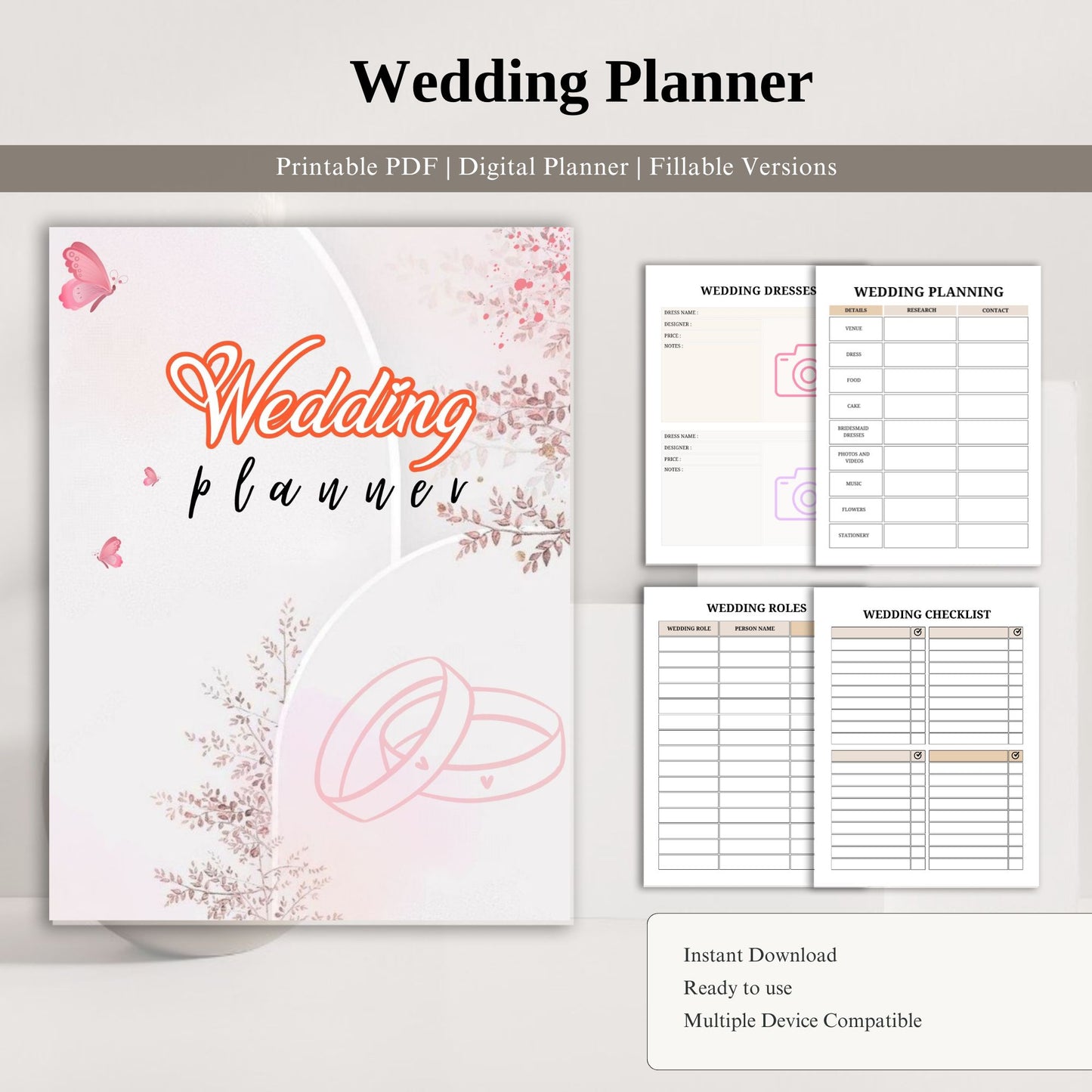 Wedding Planner Printable | Bridal Planner | Wedding Organizer | Wedding Checklist | Budget & Timeline Planner PDF