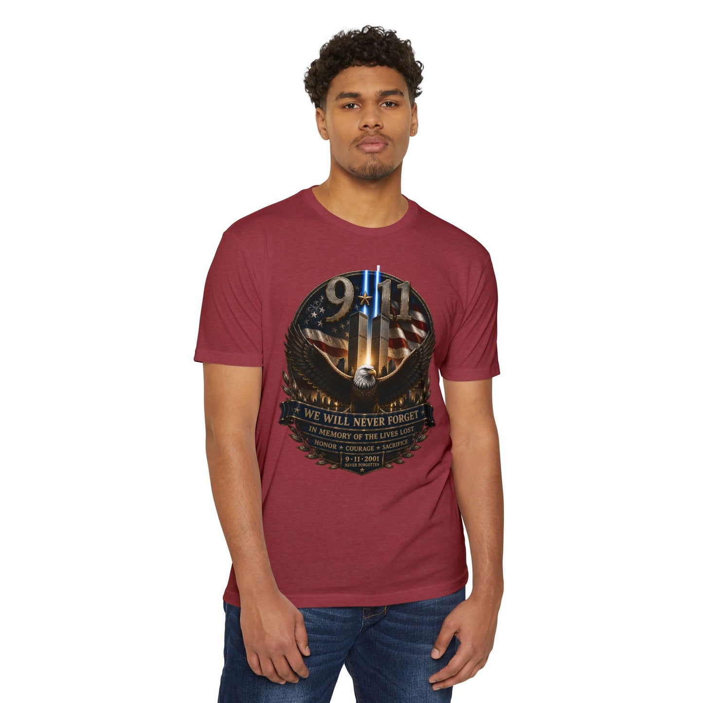 9/11 Memorial Eagle T-Shirt — We Will Never Forget Patriotic Tribute Tee