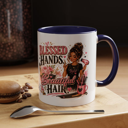 Blessed Hands Beautiful Hair Coffee Mug — Stylist Barber Hairdresser Gift