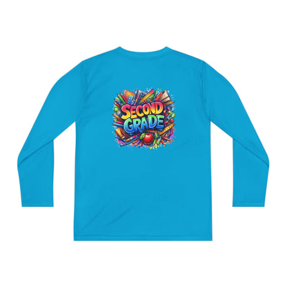 Second Grade Youth Long Sleeve Tee — Colorful School Supplies Back-to-School Shirt