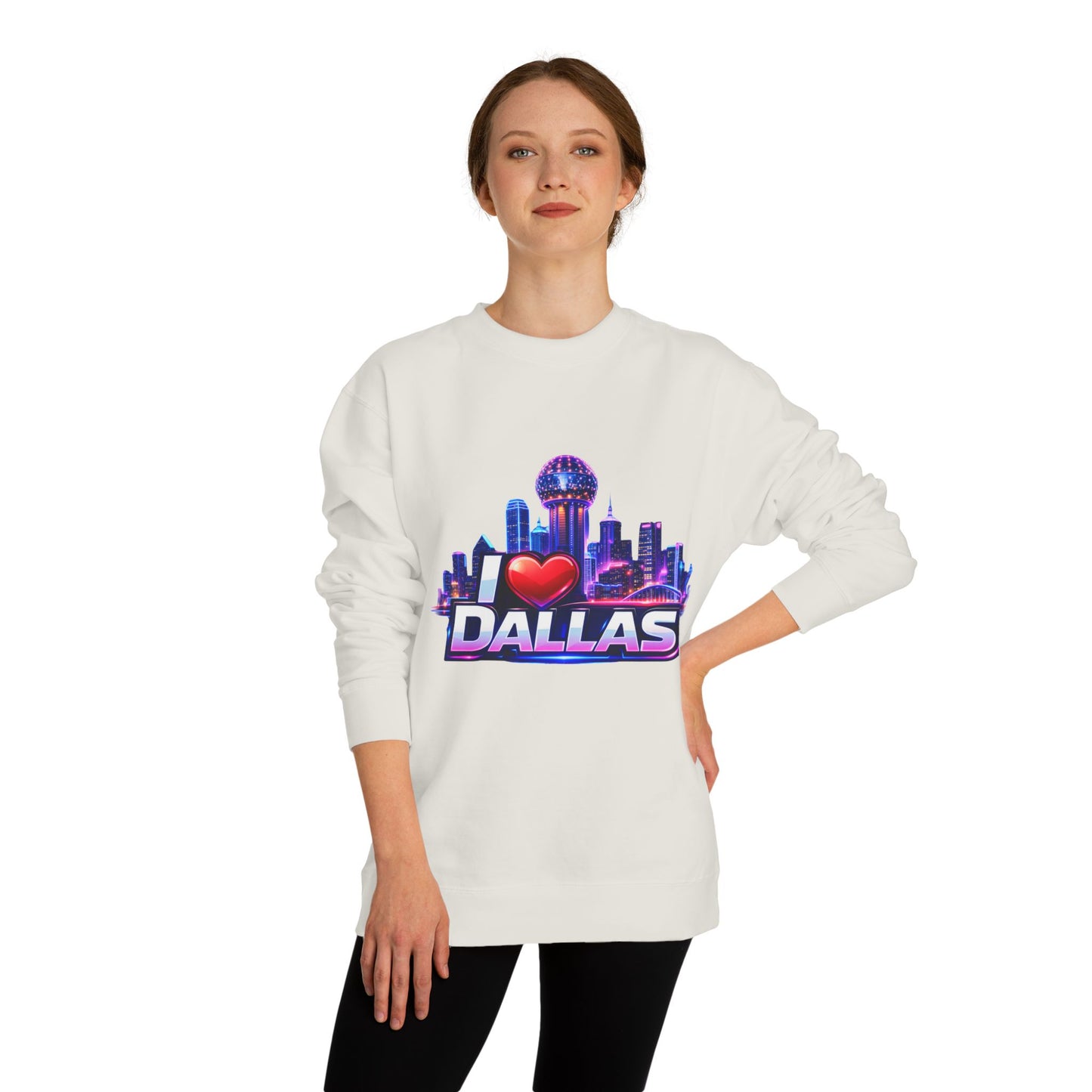 I Heart Dallas Skyline Sweatshirt — Retro Neon City Crewneck