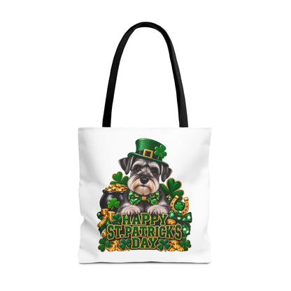 St. Patrick’s Day Schnauzer Tote Bag — Happy St. Patrick’s Day Shamrock & Gold Pot Gift