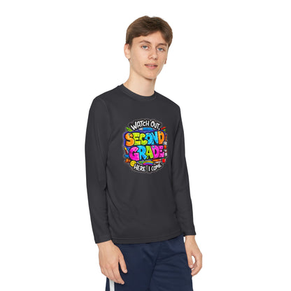 Second Grade Long Sleeve Tee — "Watch Out Second Grade Here I Come" Youth Shirt
