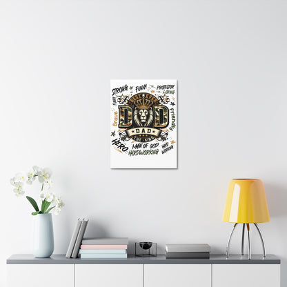 Dad The King Stretched Canvas Wall Art — 'Best Ever Dad' Lion Crown Father’s Day Gift