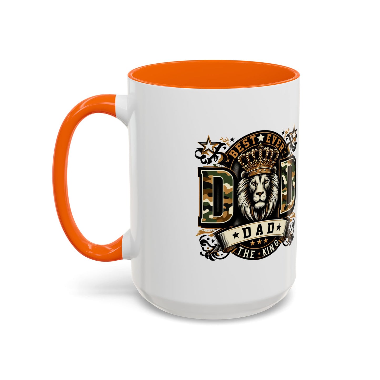 Dad Coffee Mug — "Best Ever Dad" Lion Crest Accent Mug (11/15oz)