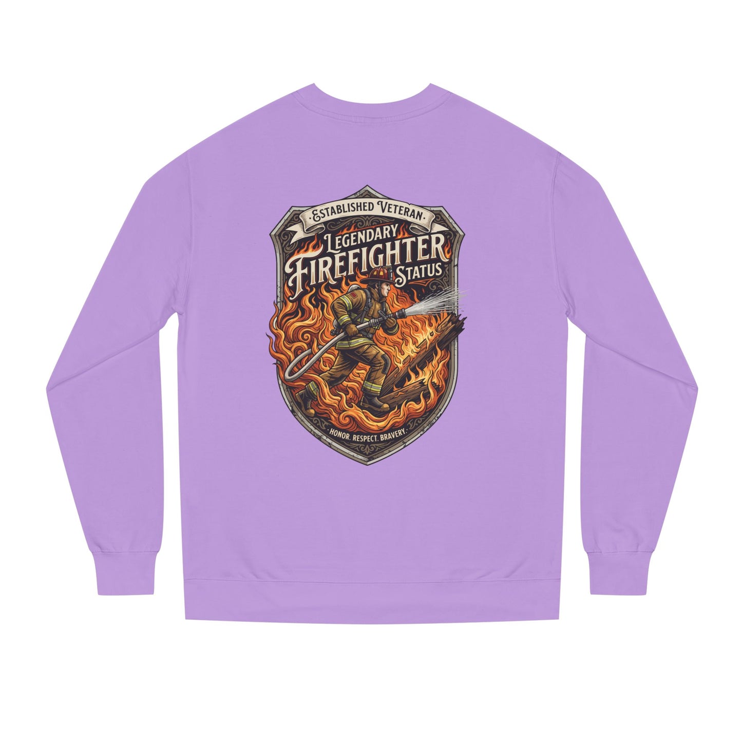Legendary Firefighter Status Sweatshirt — Established Veteran Badge Crewneck