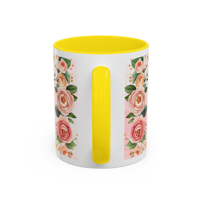Mom Floral Accent Coffee Mug – Pink Rose Mother's Day Gift (11/15 oz)