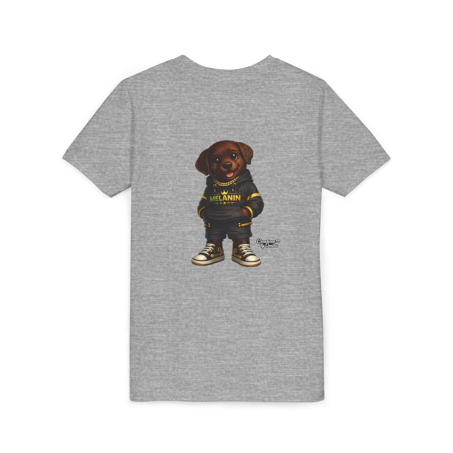 Youth Tee — Cute Puppy "Melanin" Streetwear Graphic