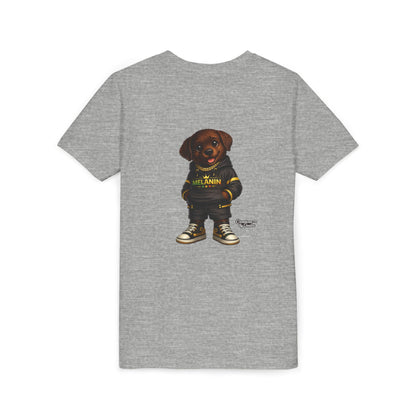 Youth Tee — Cute Puppy "Melanin" Streetwear Graphic