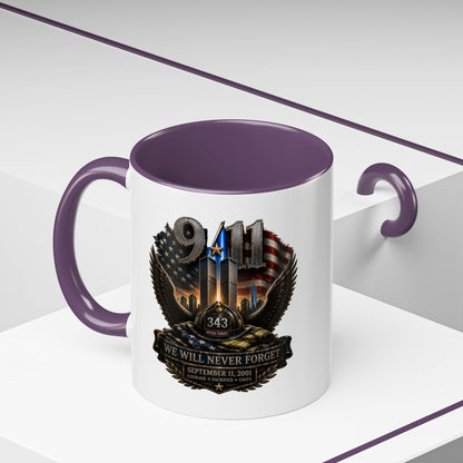 9/11 Memorial Coffee Mug - 'We Will Never Forget' Tribute Accent Mug