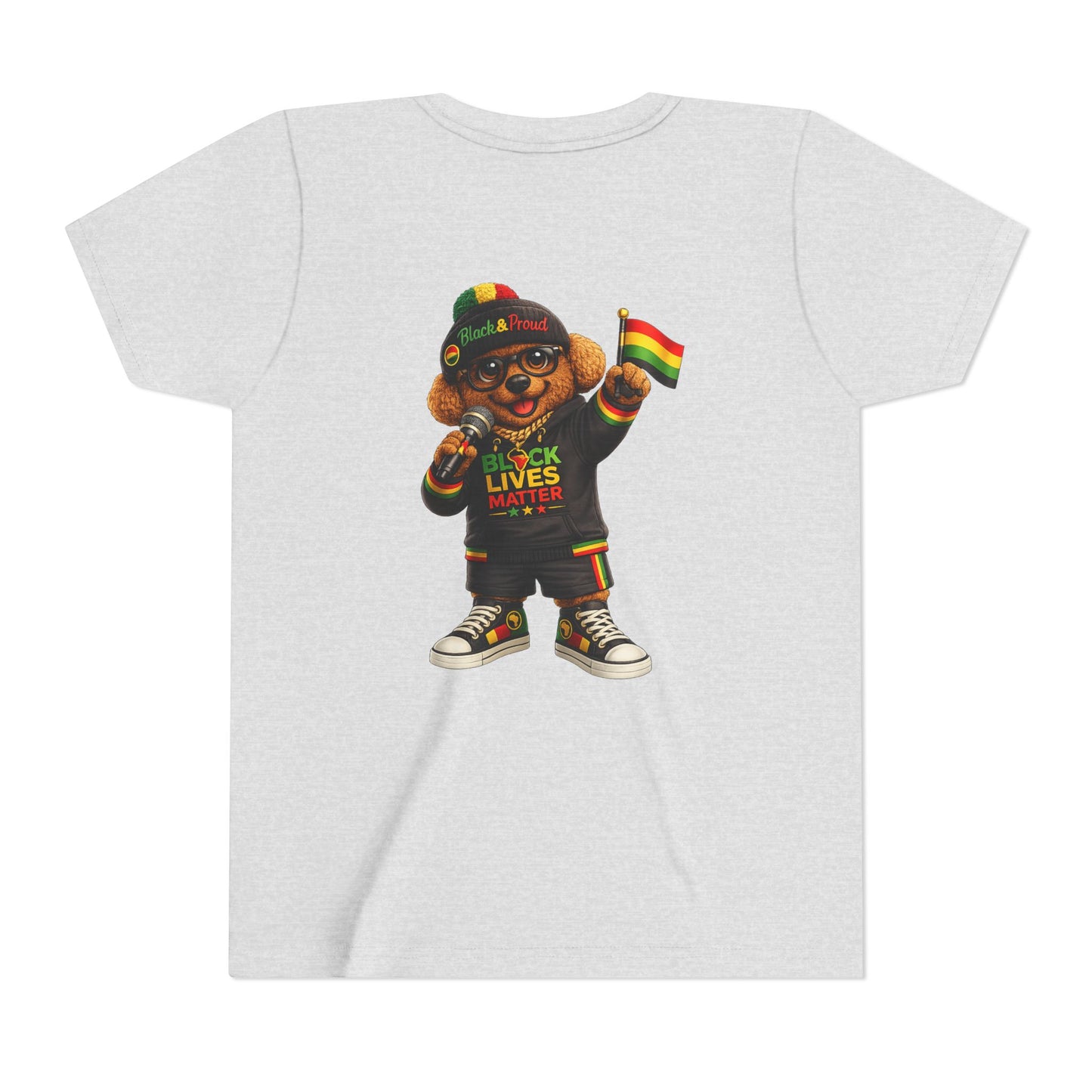 Youth Tee — Kid Bear Black Lives Matter Rasta Flag Shirt