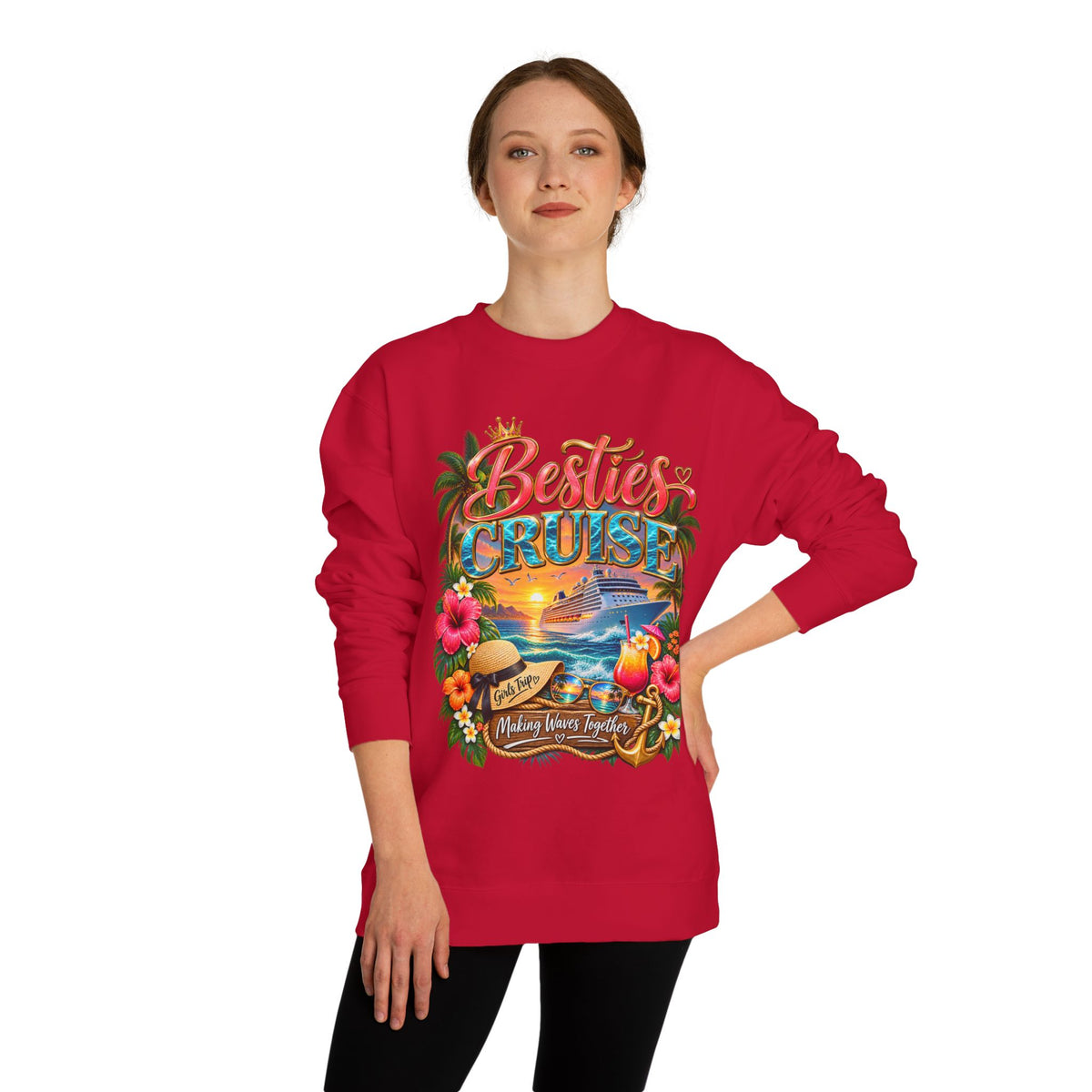 Besties Cruise Sweatshirt — Friends Tropical Vacation Pullover