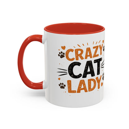 Cat Mug — "Crazy Cat Lady" Cute Kitten Accent Coffee Mug (11/15 oz)