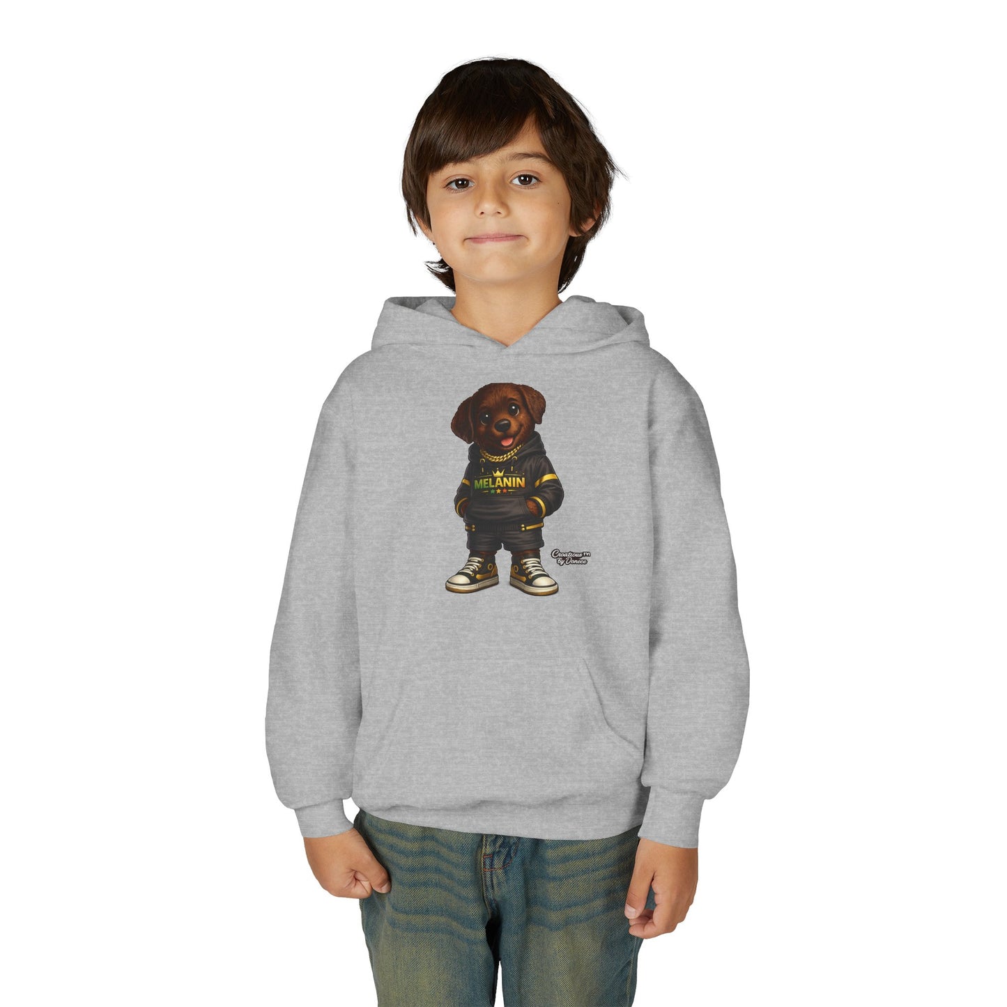Youth Melanin Pup Hoodie – Cute Rottweiler Cartoon Sweatshirt