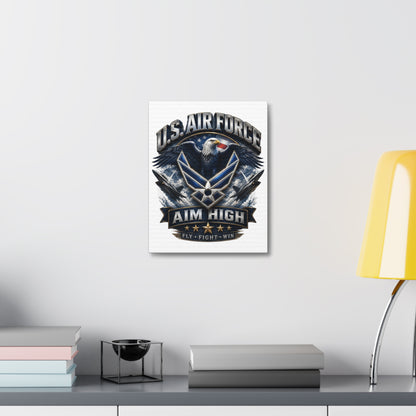 U.S. Air Force Aim High Stretched Canvas – Patriotic Eagle Military Wall Art