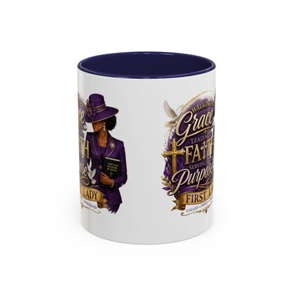 Faith & Purpose Accent Coffee Mug — First Lady Church Design (11/15oz)