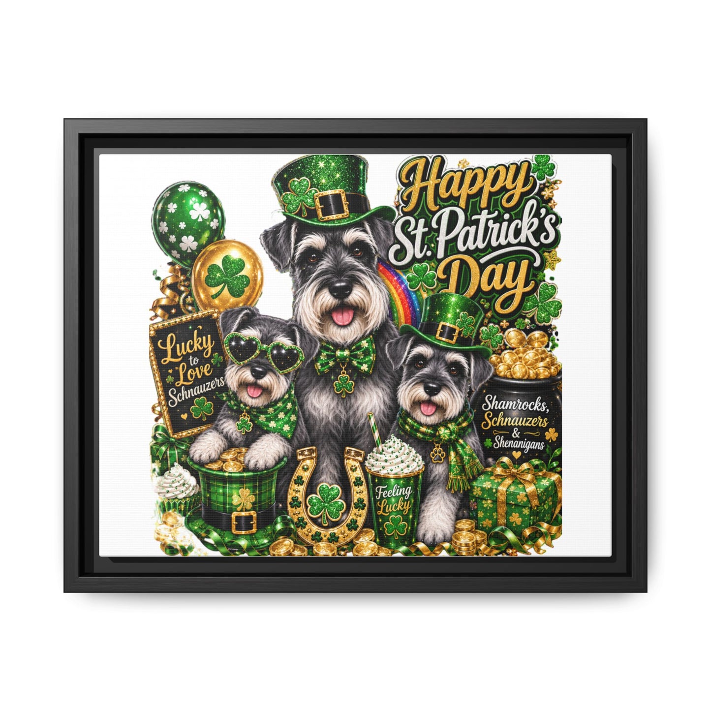 Happy St. Patrick's Day Schnauzer Canvas Print