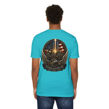 9/11 Memorial T-Shirt — In Memory of the Lives Lost Patriotic Firefighter Tribute