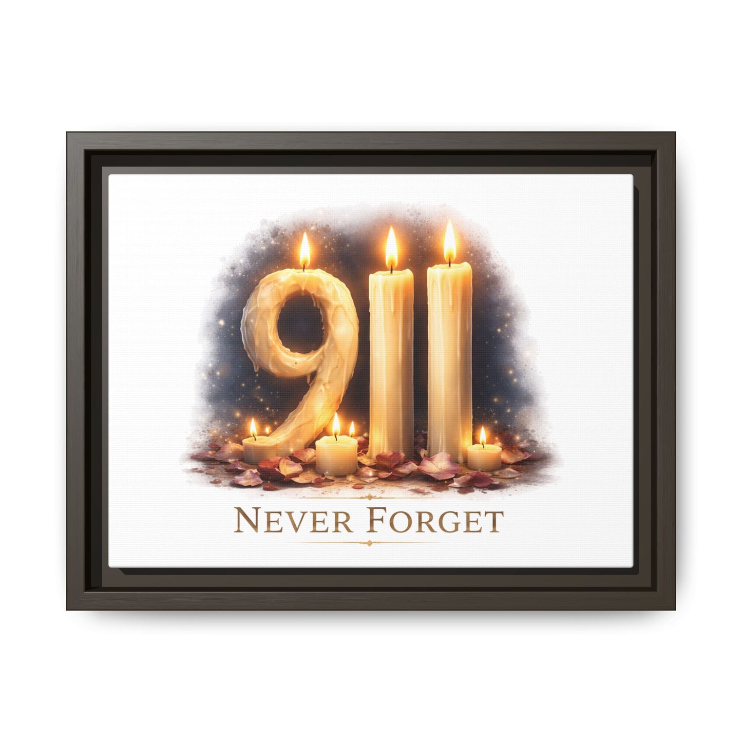 9/11 Never Forget Framed Canvas Print