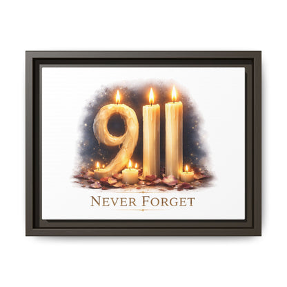 9/11 Never Forget Framed Canvas Print