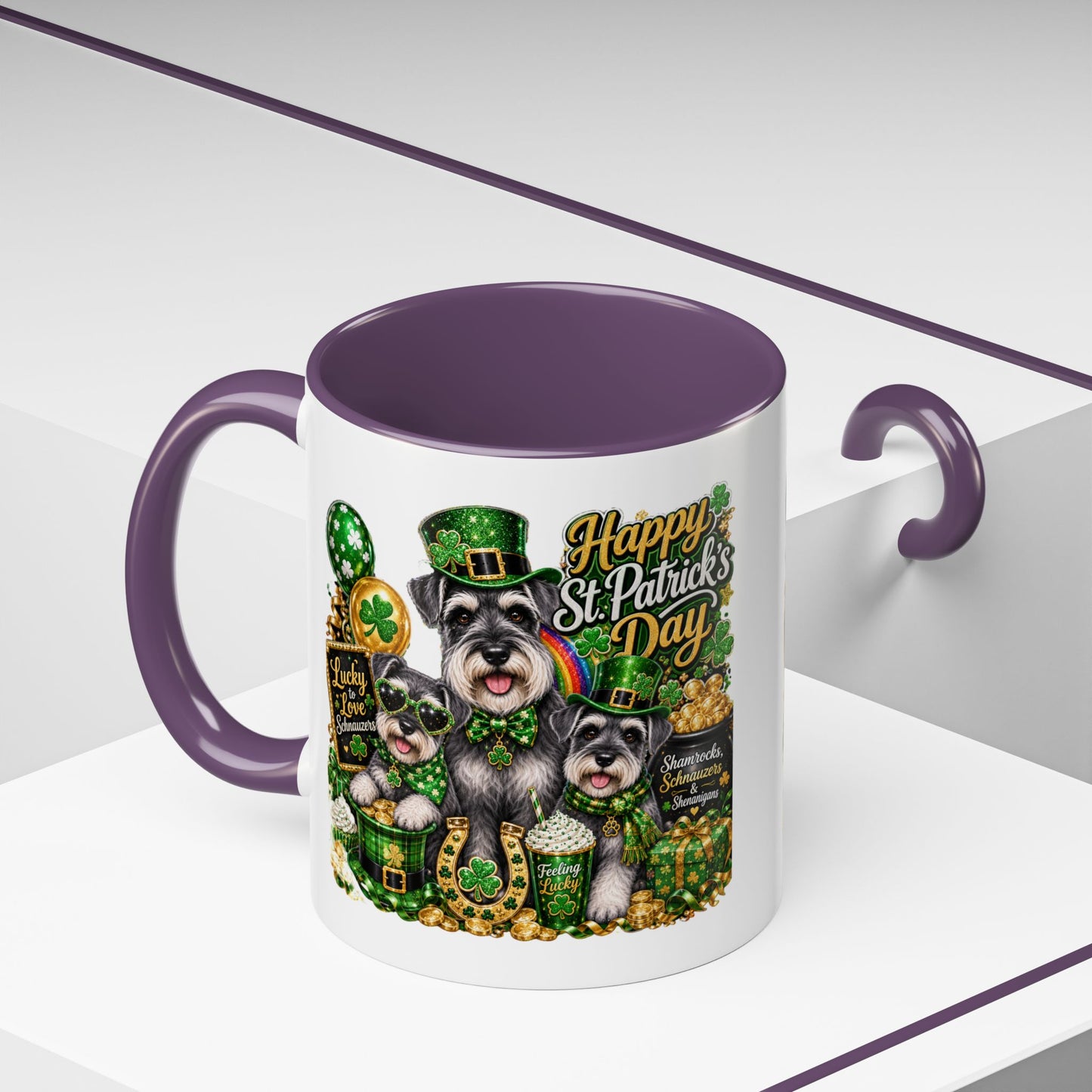 St. Patrick’s Day Dog Coffee Mug — Happy St. Patrick’s Day Accent Mug (11/15oz)
