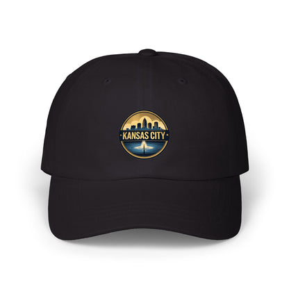 Kansas City Skyline Dad Cap — Vintage Sunset Embroidered Baseball Hat