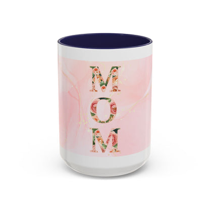 Mom Floral Accent Coffee Mug – Pink Rose Mother's Day Gift (11/15 oz)