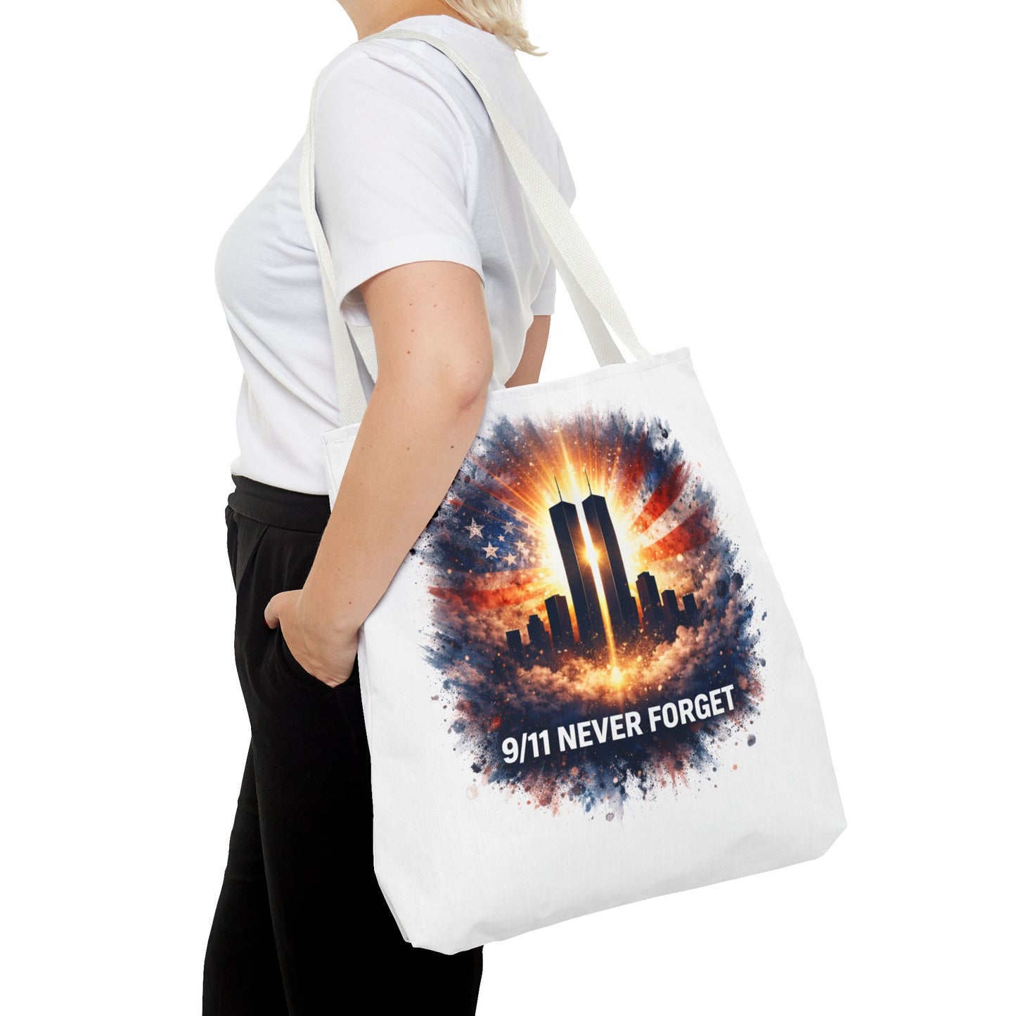 9/11 Never Forget Memorial Tote Bag — Twin Towers Tribute Tote