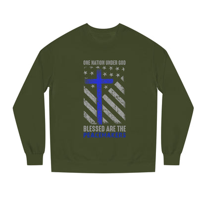 Blessed Are The Peacemakers Crewneck Sweatshirt — One Nation Under God Christian Flag Design