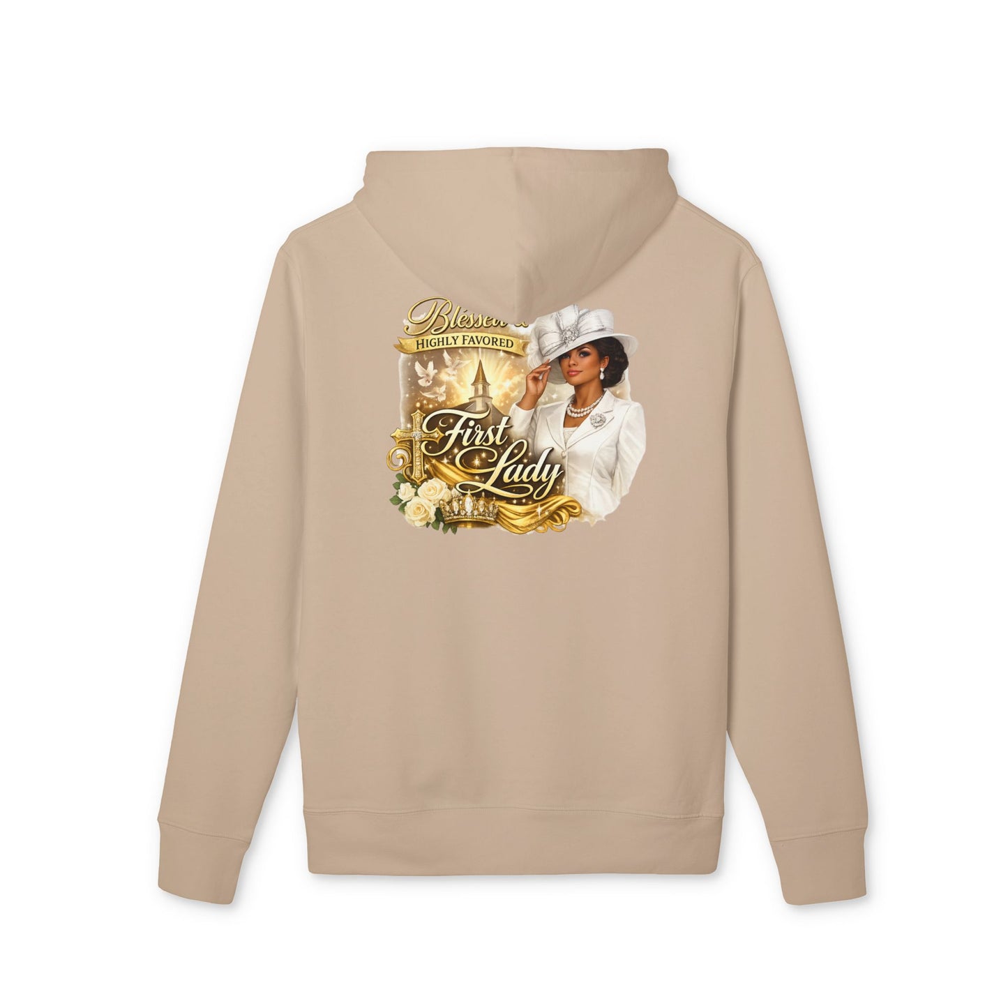 First Lady Portrait Hoodie — Elegant Gold Rose Graphic