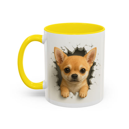 Chihuahua Peek-A-Boo Accent Coffee Mug – Cute Dog Lover Gift (11/15 oz)
