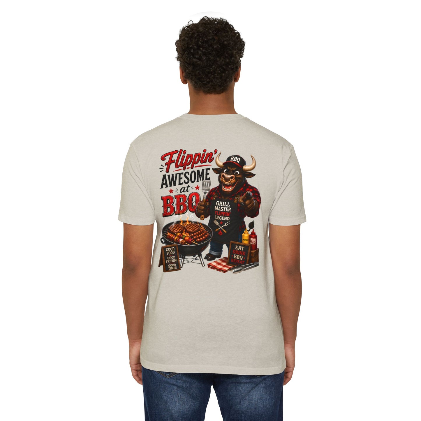 Flippin' Awesome at BBQ T-Shirt — Grill Master Bull Graphic Tee
