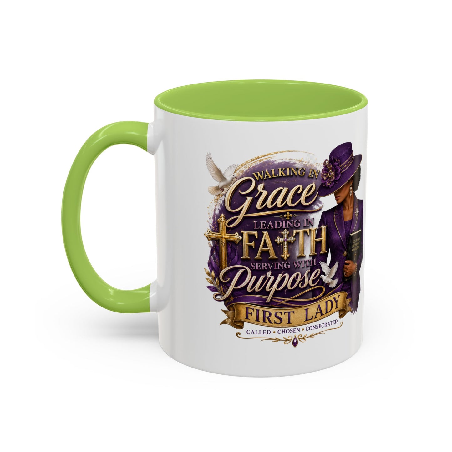Faith & Purpose Accent Coffee Mug — First Lady Church Design (11/15oz)