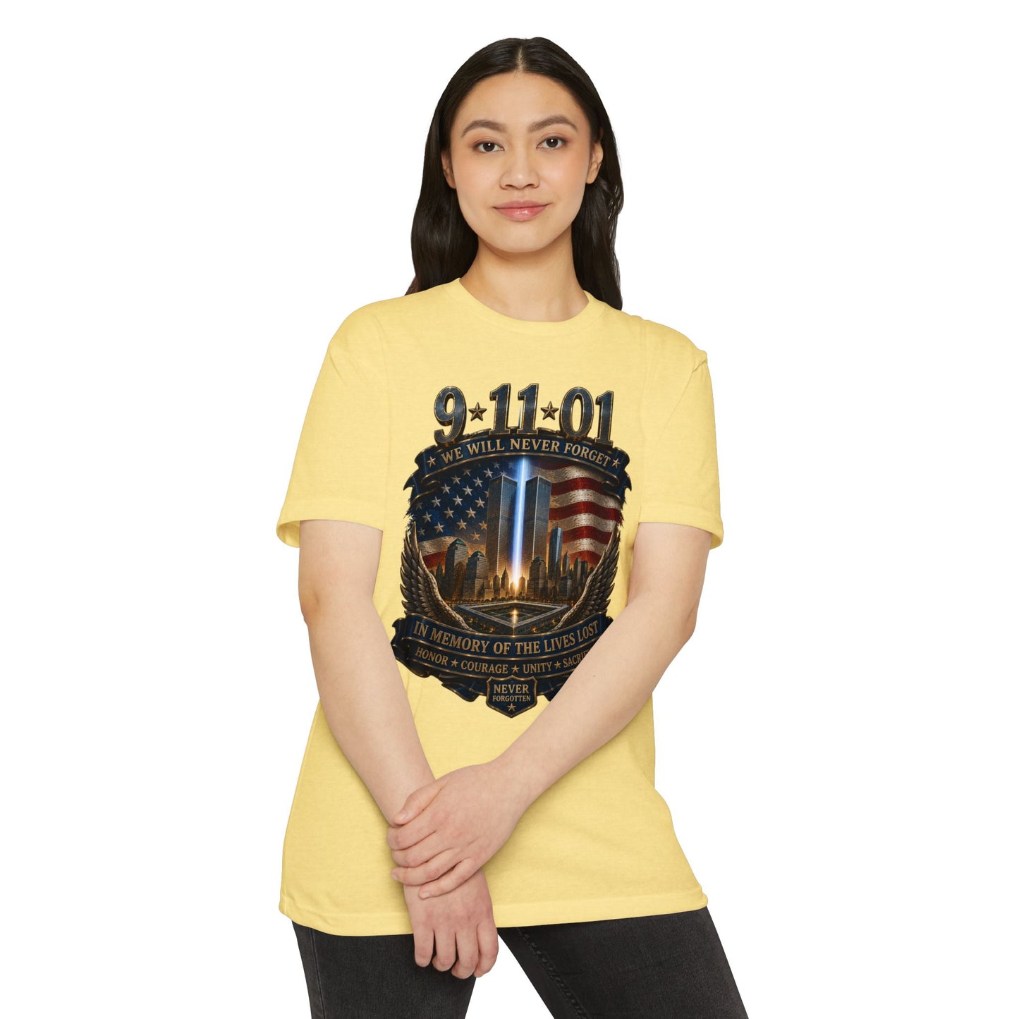 9/11 Memorial T-Shirt — "We Will Never Forget" Tribute Tee