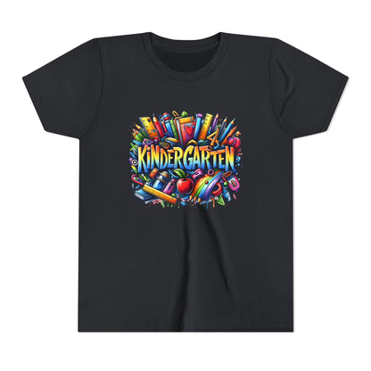 Kindergarten Colorful School Supplies Youth Tee — Back-to-School Kids T-Shirt