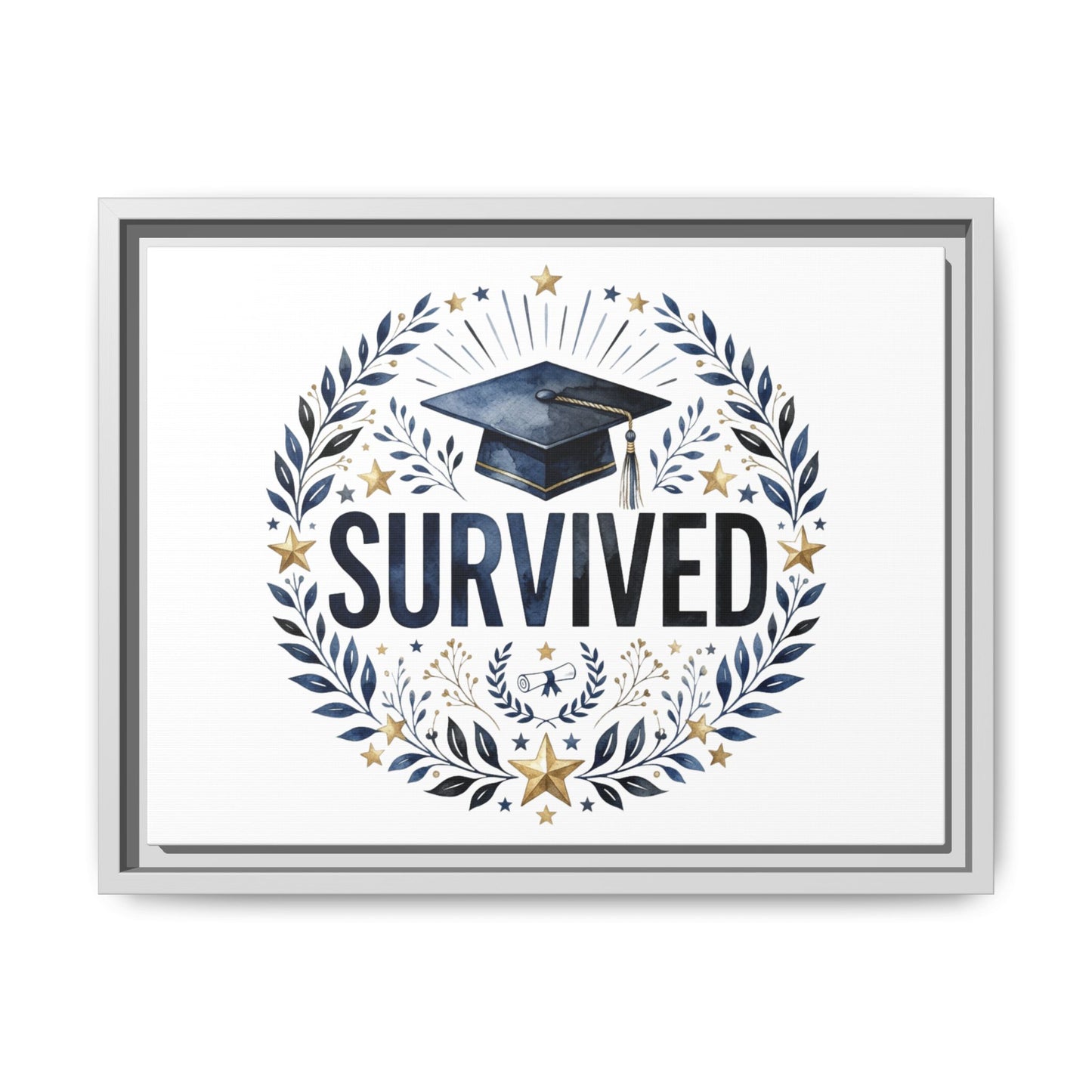 Graduation 'Survived' Framed Canvas Art — Cap & Laurel Keepsake