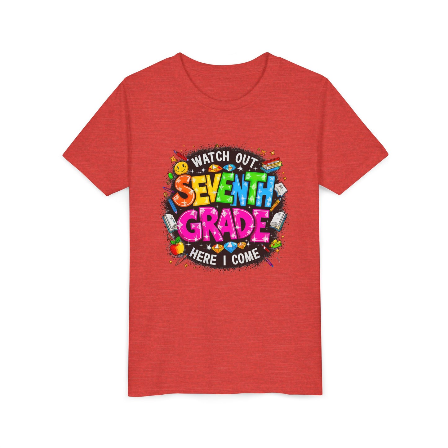 Seventh Grade Kids T-Shirt – “Watch Out Seventh Grade Here I Come” Back-to-School Tee