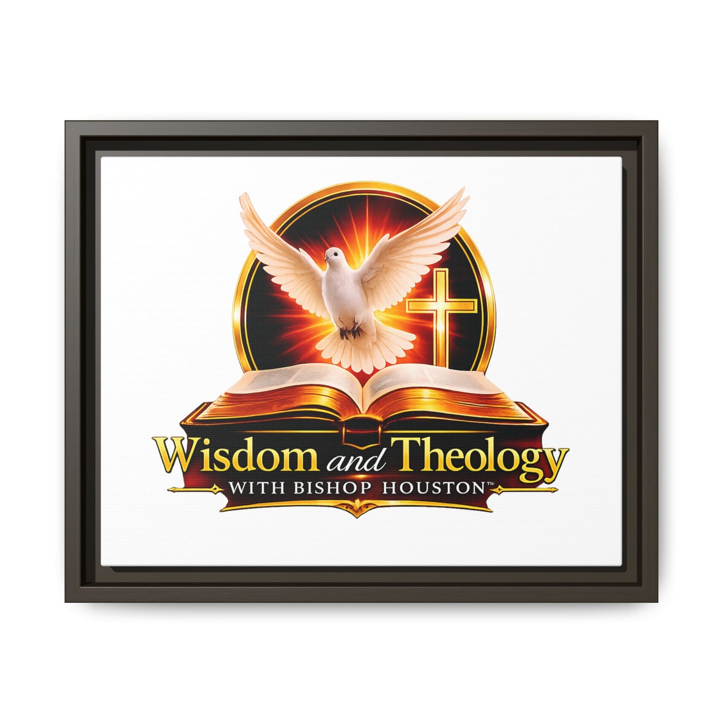 Framed Canvas Print — "Wisdom and Theology" Dove & Bible Wall Art