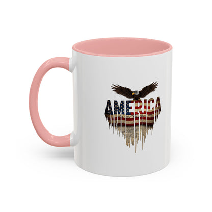 America Eagle Flag Accent Coffee Mug – Patriotic 11/15oz Ceramic