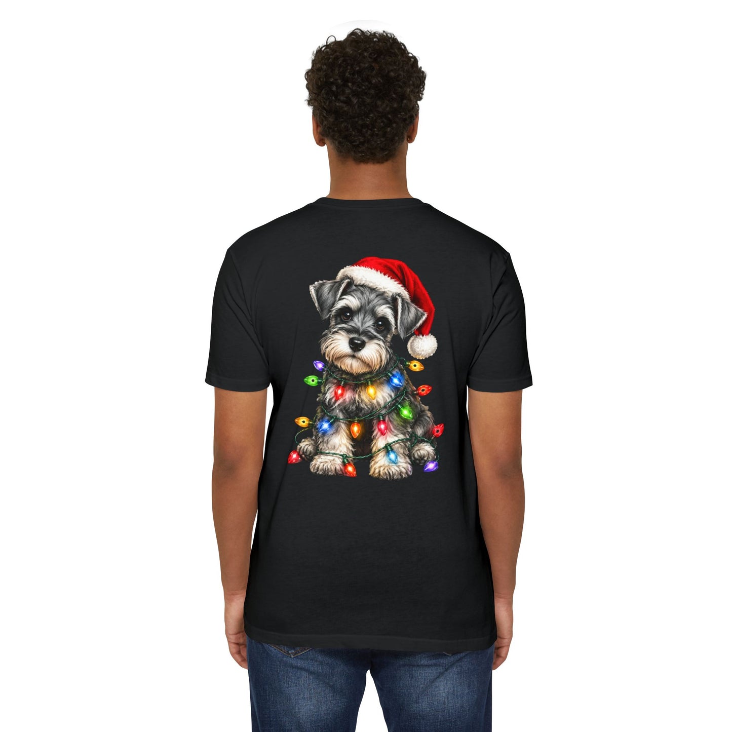 Schnauzer Puppy in Christmas Lights Tee