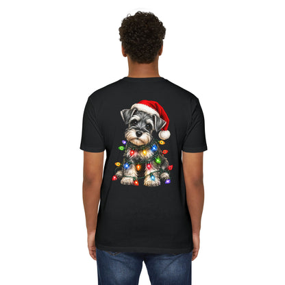 Schnauzer Puppy in Christmas Lights Tee