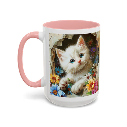 Cute Kitten Floral Accent Coffee Mug (11/15oz)